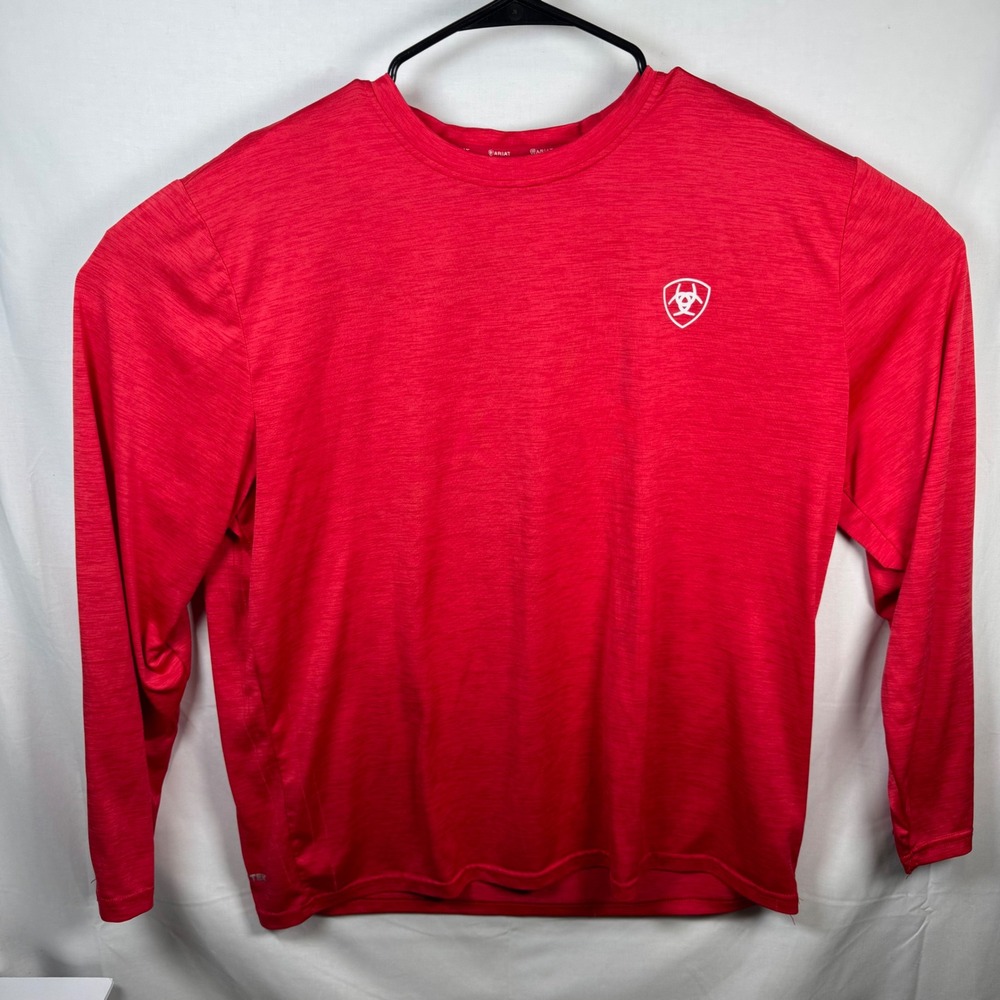Ariat Shirt Mens Large Red Long Sleeve AriatTEK Graphic Performance‎ Tee